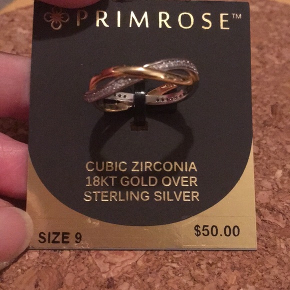 Primrose Jewelry - Ring Cubic Zirconia 18k Gold over Sterling Silver